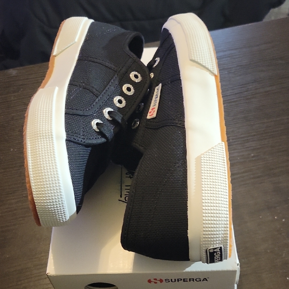 Superga 2750 Cotu Sneakers - Black and White Mens 6 Womens 7.5 NWT & BOX - Picture 8 of 10